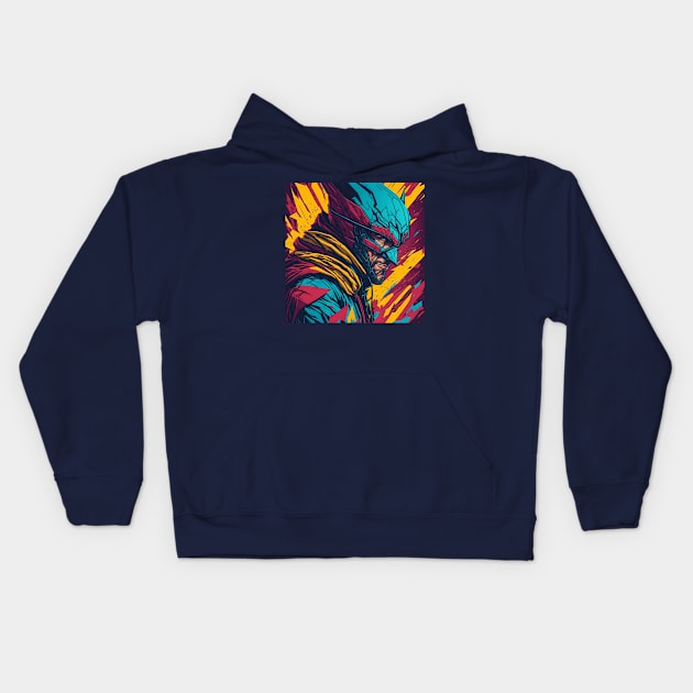 IMAGINARY ILLUSTRATION OF A COMIC HERO Kids Hoodie by ALTAIR